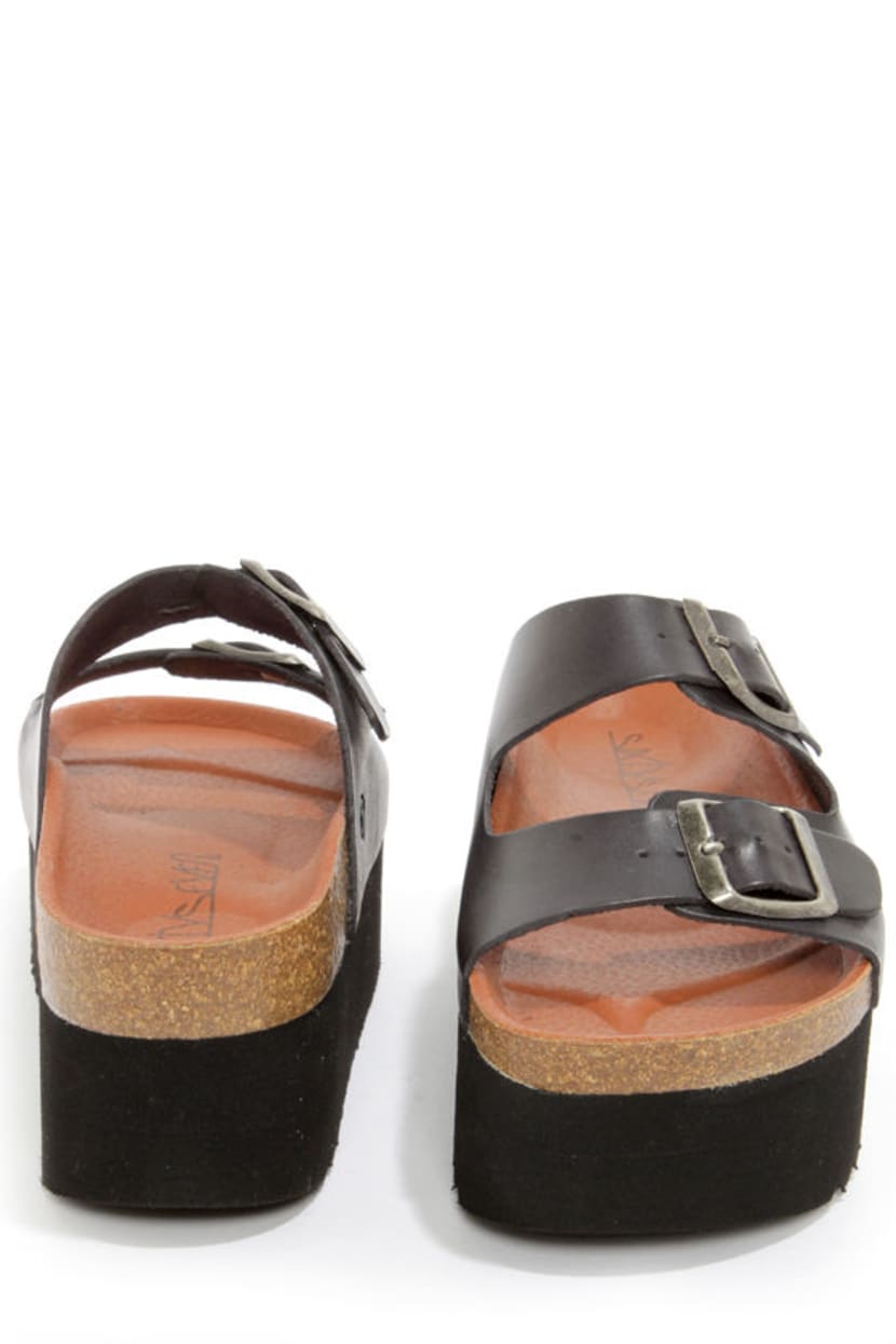 Cute Black Sandals - Leather Sandals - Platform Sandals - $85.00 - Lulus