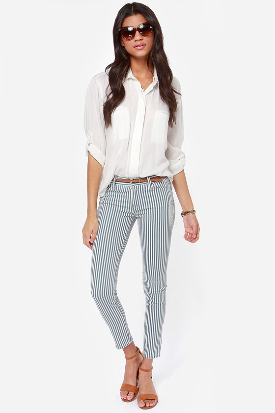 light blue and white striped jeans
