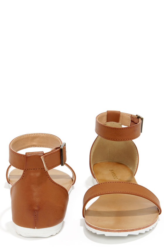 Bamboo Hearten 04 Chestnut Ankle Strap Sandals 21 Fashion at Lulus