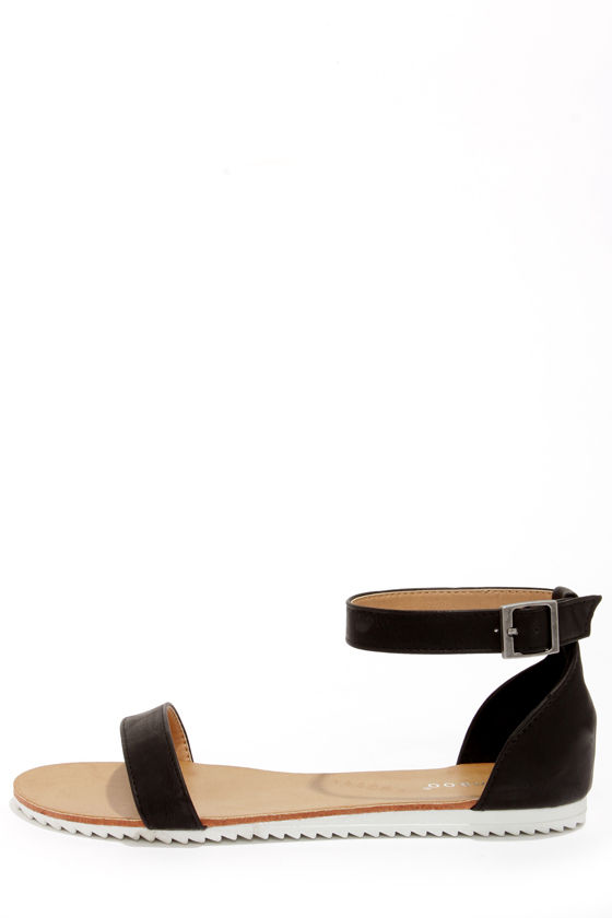 Black Single Strap Sandals Online Sale, UP TO 53% OFF