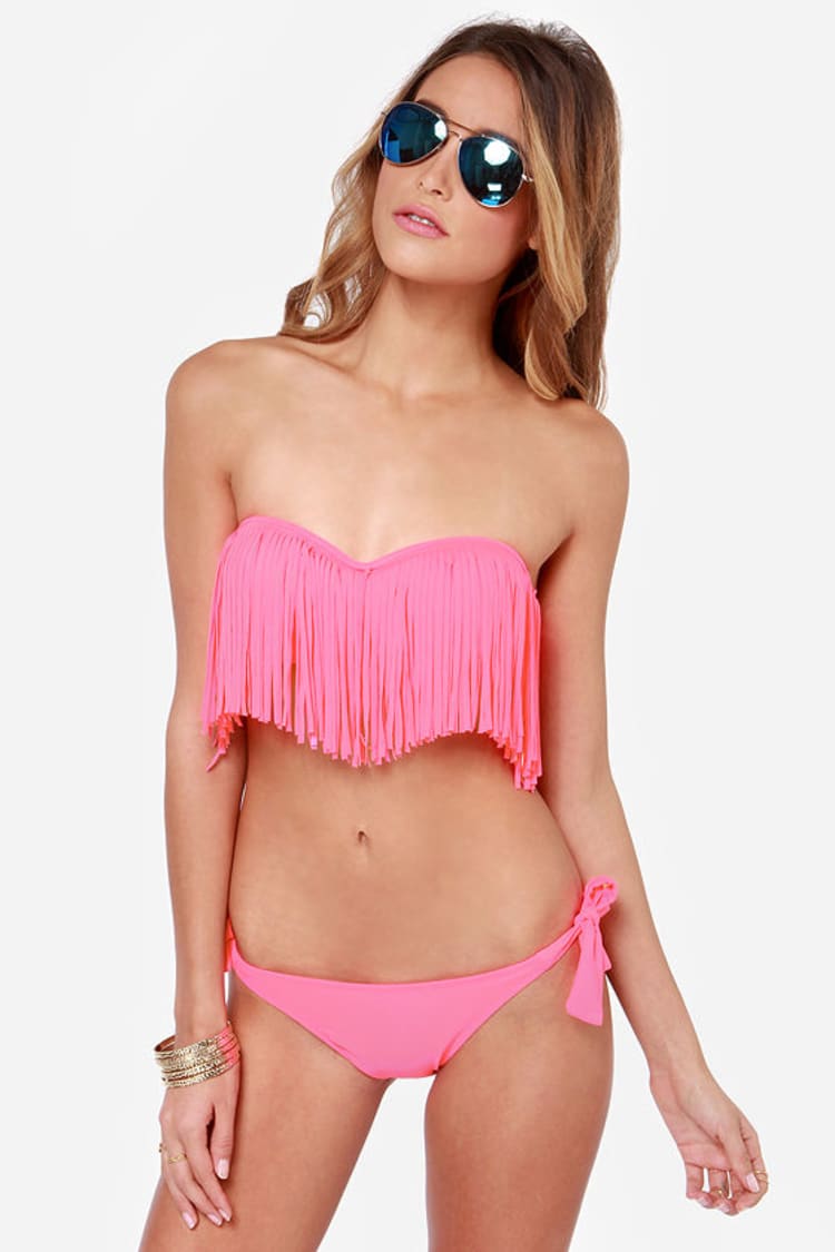Cute Pink Bikini - Fringe Bikini - Bustier Bikini - $36.00 - Lulus