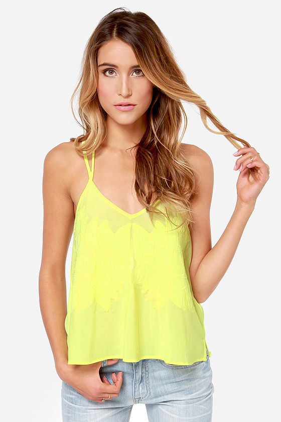 Cute Yellow Top - Embroidered Top - Mesh Top - $36.00 - Lulus