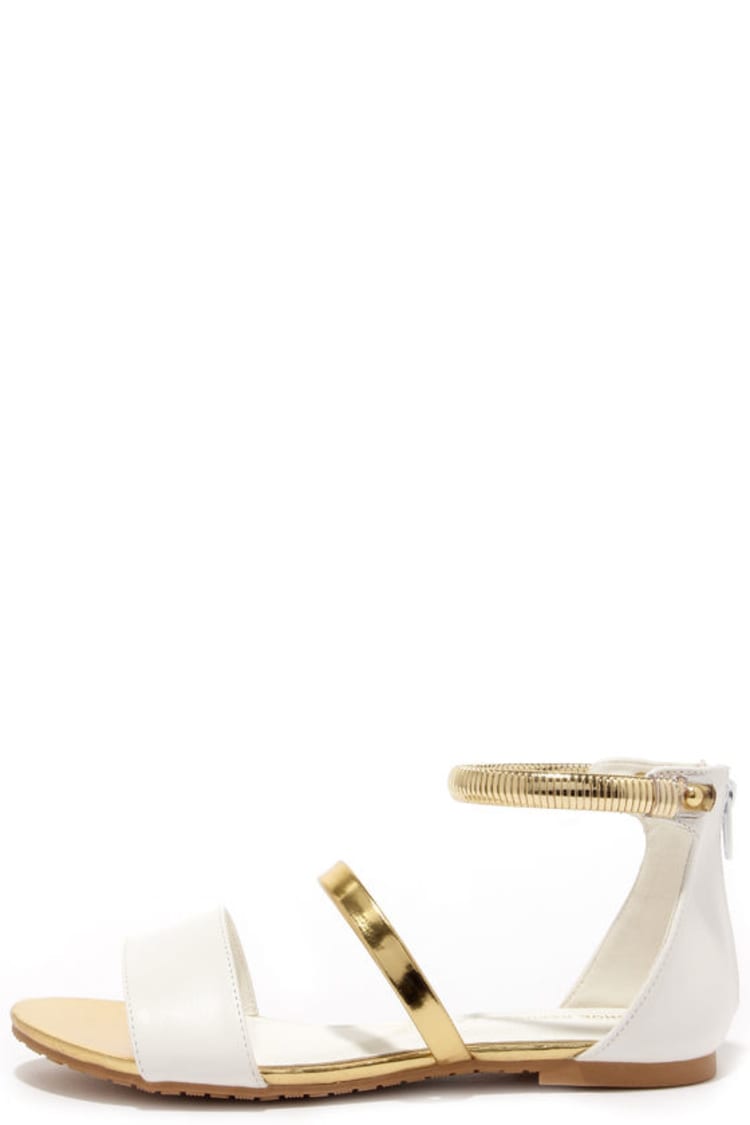 Cute White Flats - Flat Sandals - Ankle Strap Sandals - $28.00 - Lulus