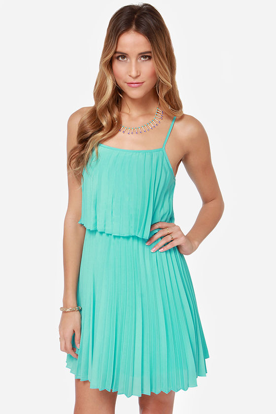 Pretty Turquoise Dress - Blue Dress - Pleated Dress - $49.00 - Lulus