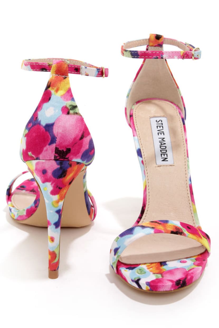 Steve Madden Stecy - Floral Print Ankle Strap Heels - Lulus