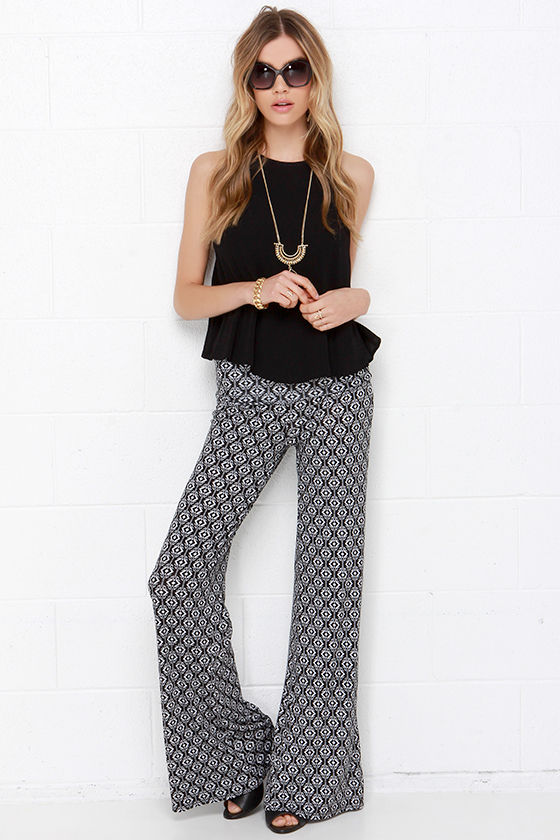 Cute Black and White Pants - Print Pants - Flare Pants - $64.00 - Lulus