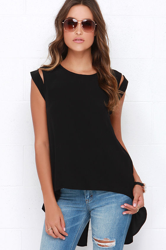 Cute Black Top - Short Sleeve Top - High Low Top - $34.00 - Lulus