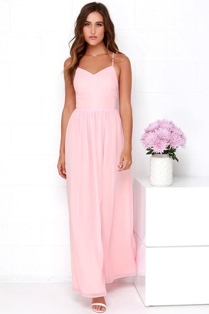 Lovely Pink Dress - Chiffon Dress - Pink Maxi Dress - $112.00 - Lulus