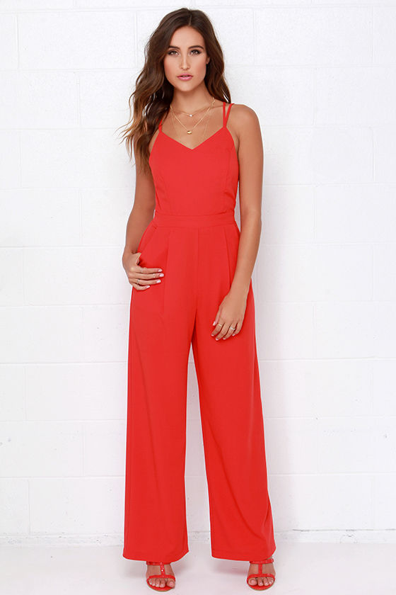 Sexy Red Jumpsuit - Backless Jumpsuit - Wide Leg Jumpsuit - $113.00 - Lulus