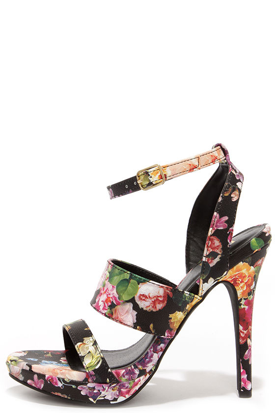 Cute Floral Print Heels High Heel Sandals 23 00 Lulus