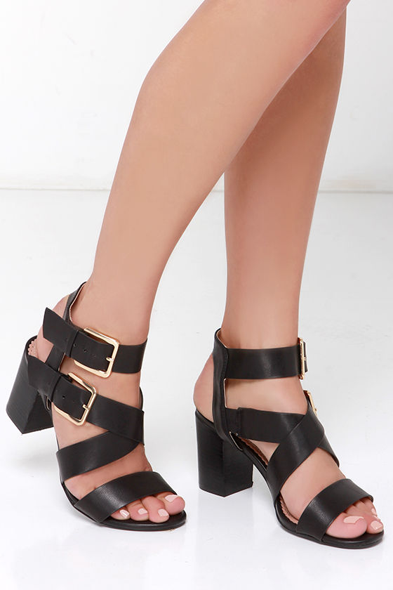 Cute Black Sandals - High Heel Sandals - Caged Sandals - $61.00