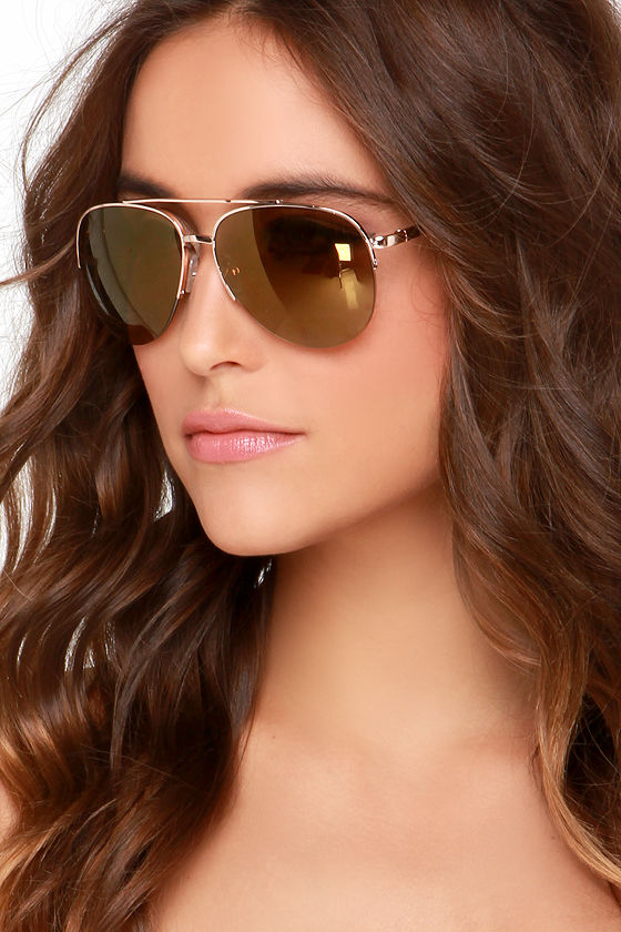 Gold Sunglasses - Aviator Sunglasses - $14.00 - Lulus