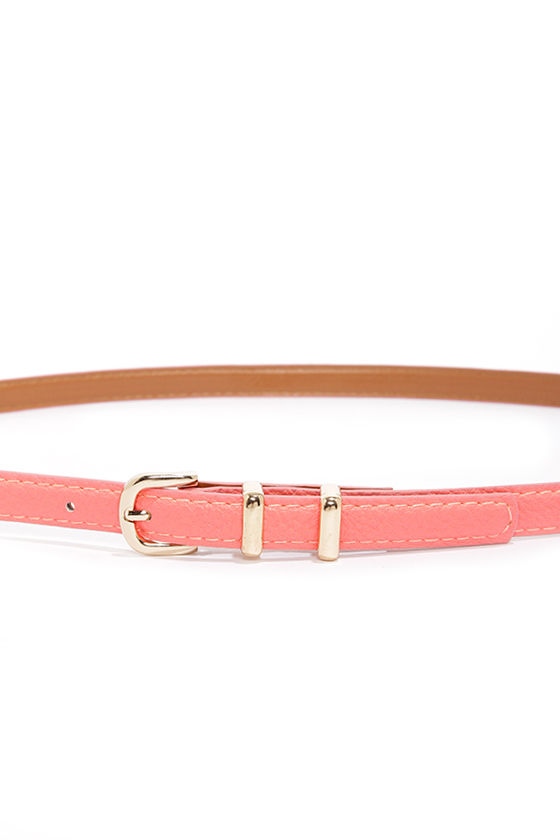 Cute Coral Belt - Skinny Belt - Vegan Leather Belt - $10.00