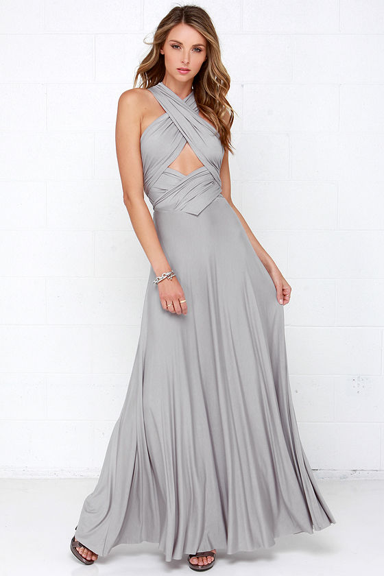 Light Grey Bridesmaid Dress - Convertible Dress - Infinity Dress - Lulus