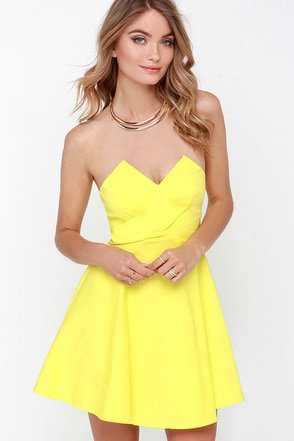 Yellow Dress - Strapless Dress - Skater Dress - Fit-and-Flare Dress -  $49.00 - Lulus