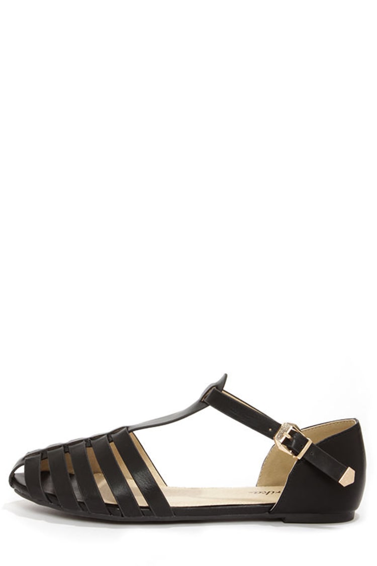Cute Black Shoes - Flat Sandals - Caged Sandals - $20.00 - Lulus