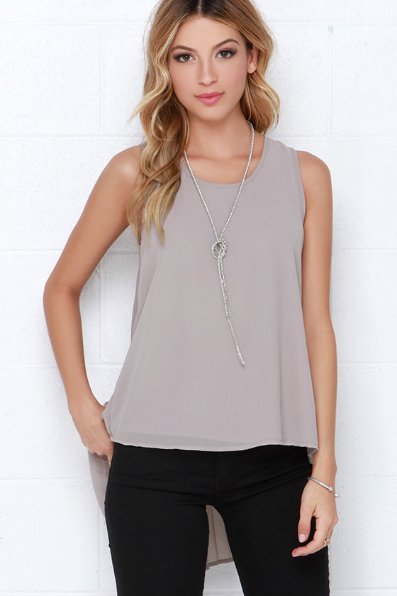 Taupe Top - Pleated Top - Sleeveless Top - $37.00