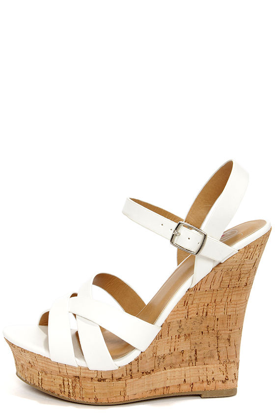 white wedge open toe shoes