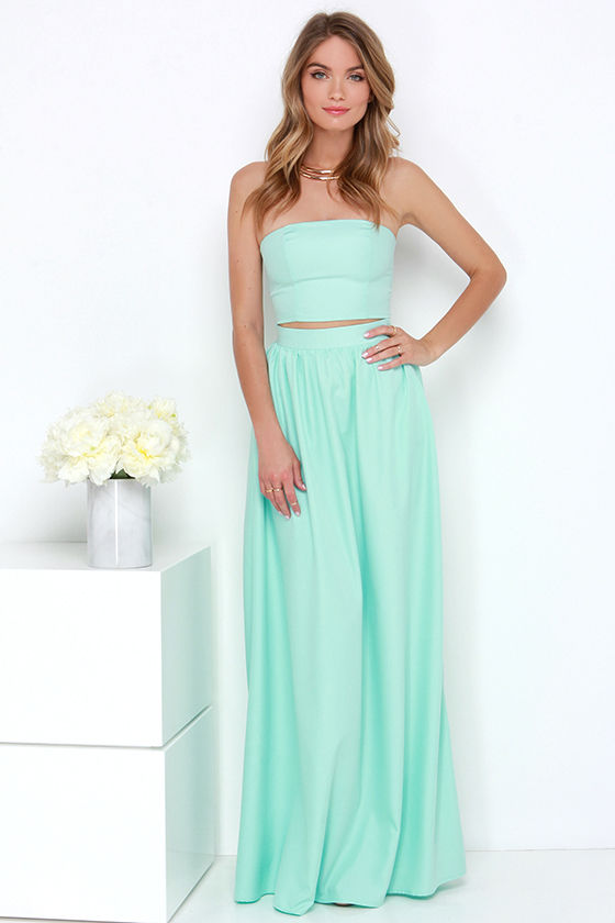 Chic Mint Dress  TwoPiece Dress  Maxi Dress  Strapless Dress  $76.