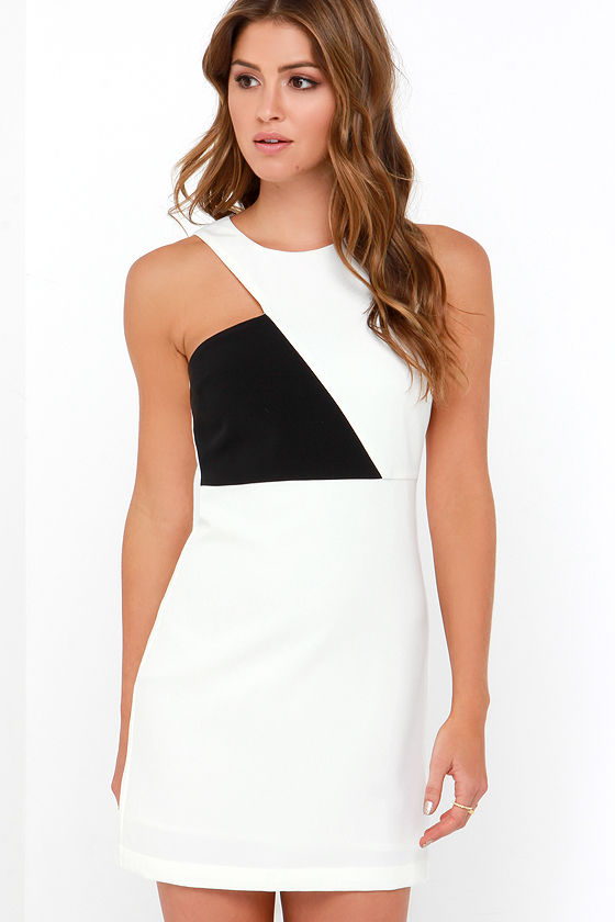 Sleek Ivory Dress - Black and Ivory Dress - Sleeveless Dress - $48.00 ...