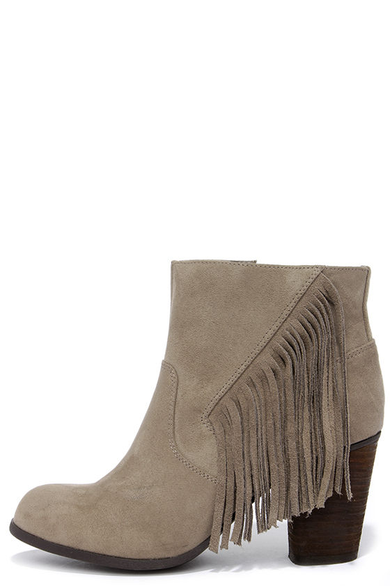 Cute Taupe Booties - Fringe Booties - Ankle Boots - $69.00 - Lulus