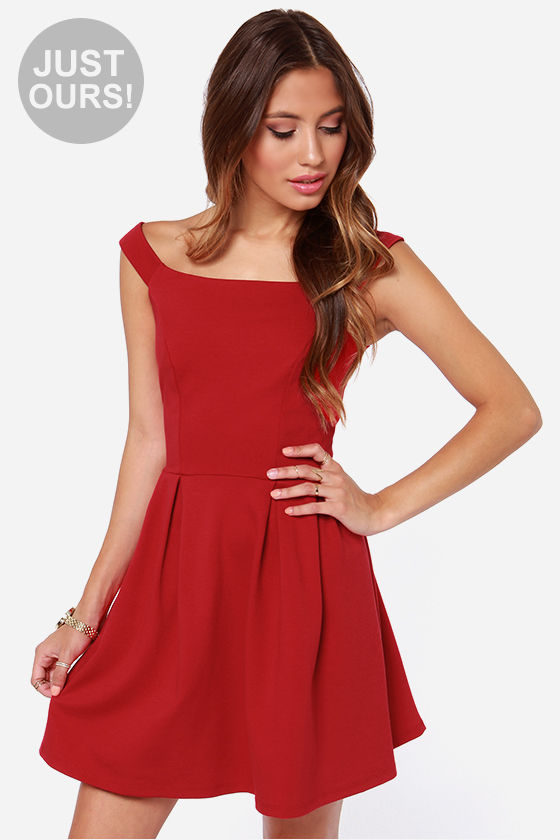 Cute Red Dress - Off-the-shoulder Dress - Skater Dress - $47.00 - Lulus