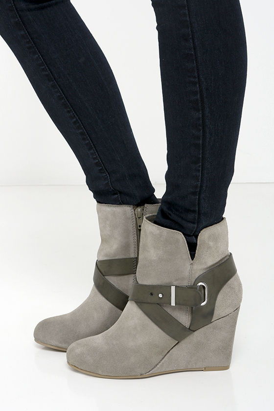 Cute Grey Booties - Suede Booties - Wedge Booties - $89.00 - Lulus