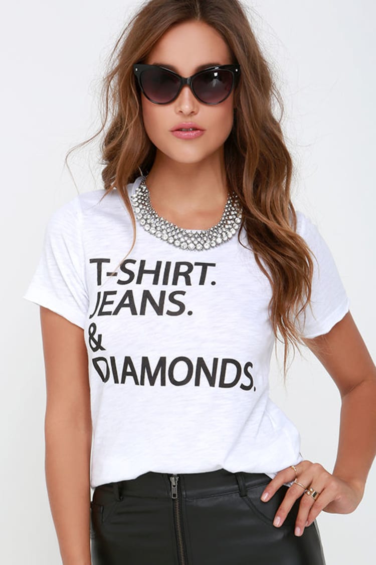 Chaser T-Shirt Jeans and Diamonds - Ivory Tee - Burnout Tee - $67.00 - Lulus