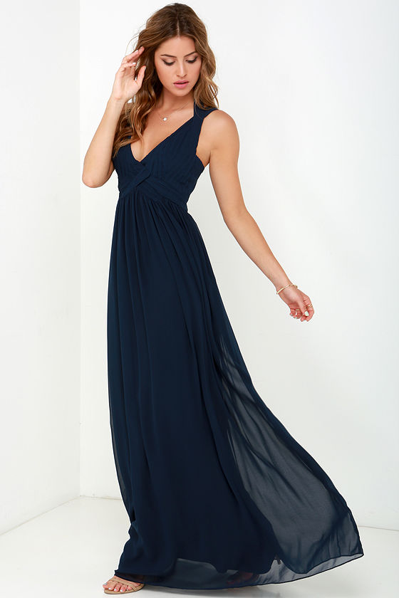 womens navy blue maxi dress