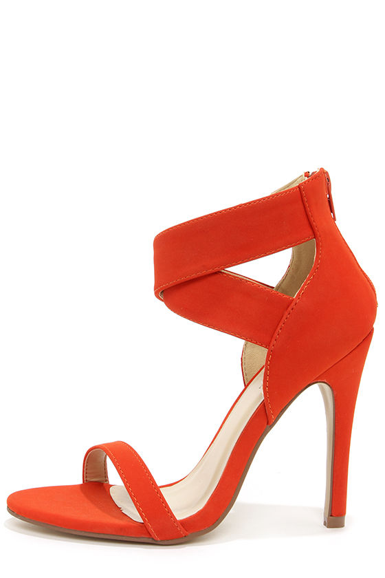 Pretty Orange Heels - Single Strap Heels - Ankle Strap Heels - $29.00 ...