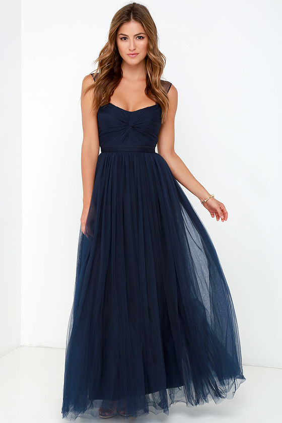 tulle maxi dress with sleeves