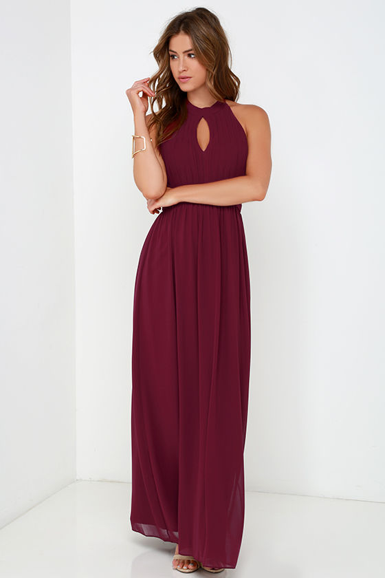 Beautiful Burgundy Dress - Maxi Dress - Halter Dress - $86.00 - Lulus