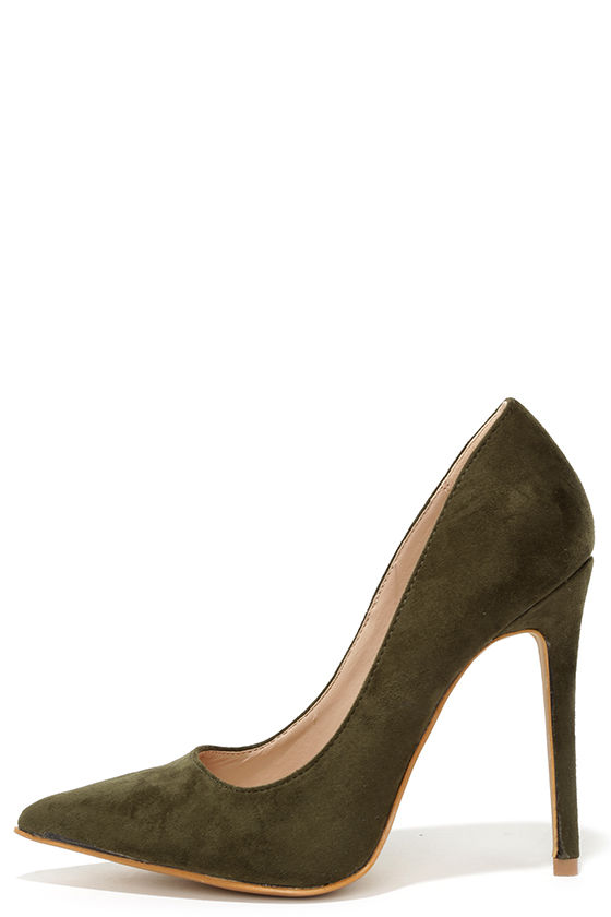Forenkle Integrere Er Cute Olive Green Pumps - Suede Pumps - Pointed Pumps - $34.00 - Lulus