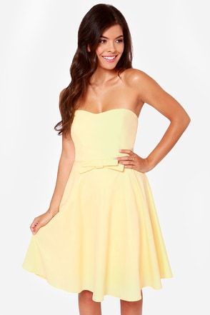 Cute Strapless Dress - Yellow Dress - $40.00 - Lulus
