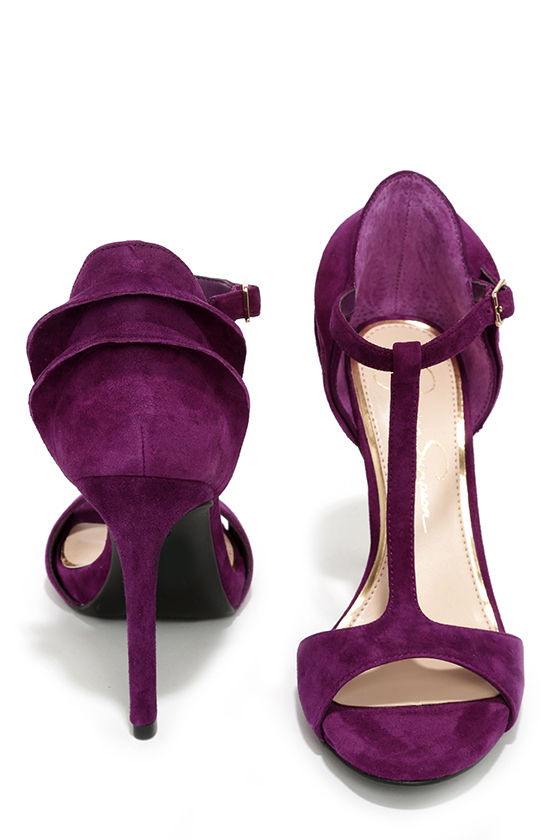 Jessica Simpson Rayanna Purple Heels T Strap Heels 95.00 Lulus