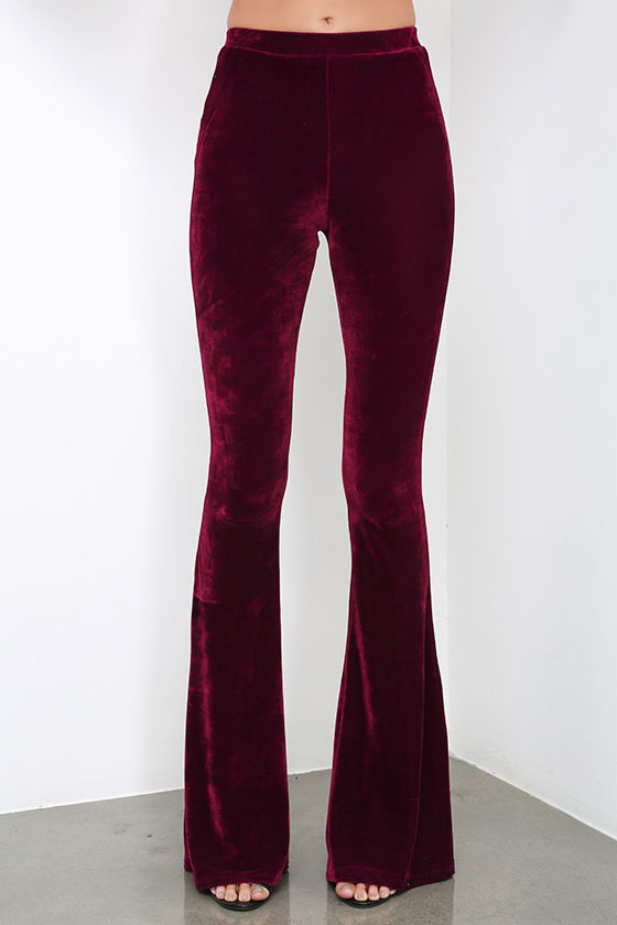 Shagadelic Burgundy Velvet Flare Pants