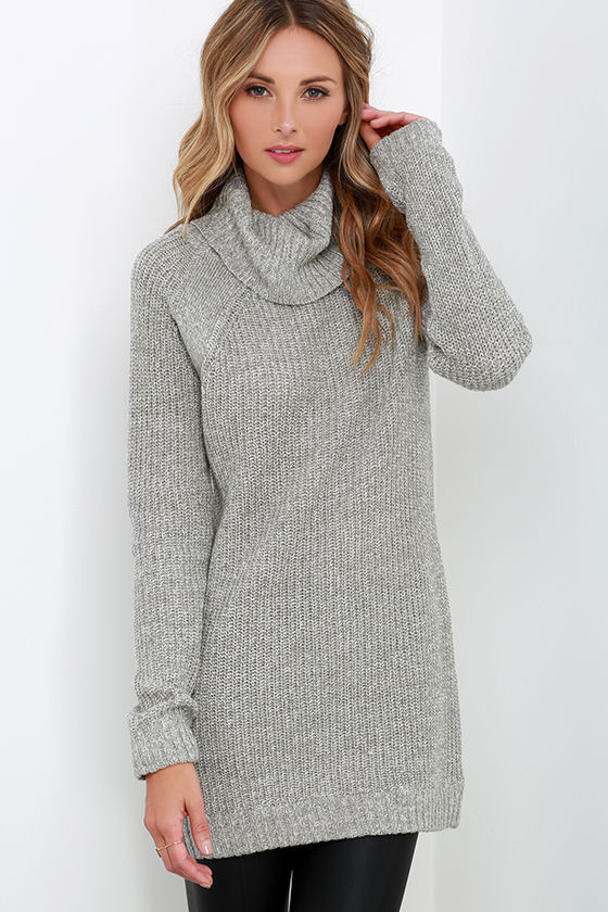 Cute Grey Sweater - Long Sleeve Sweater- Cowl Neck Sweater - $59.00 - Lulus