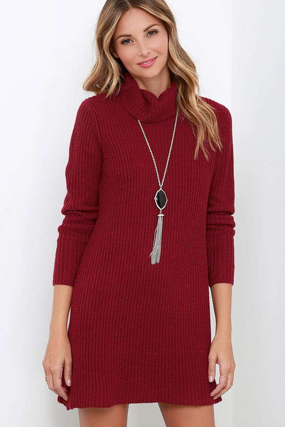 Cute Wine Red Dress - Knit Dress - Sweater Dress - $61.00 - Lulus