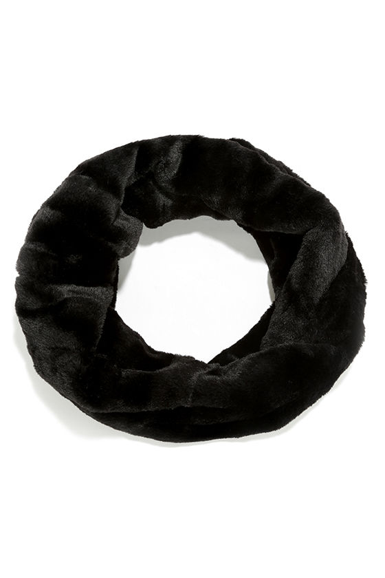 Cute Black Scarf - Faux Fur Scarf - Infinity Scarf - $28.00