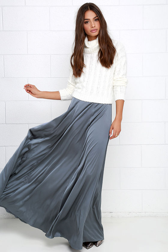 maxi skirt grey