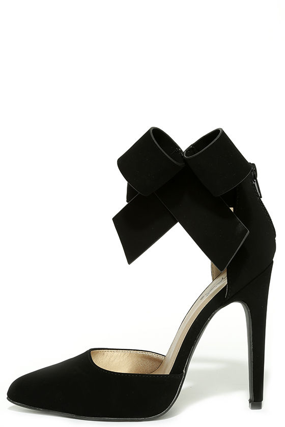 Bow Heels Black Heels Black Pumps Ankle Strap Heels 3800 Lulus 1975