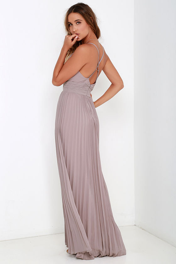 Stunning Taupe Dress - Pleated Maxi Dress - Taupe Gown - $78.00