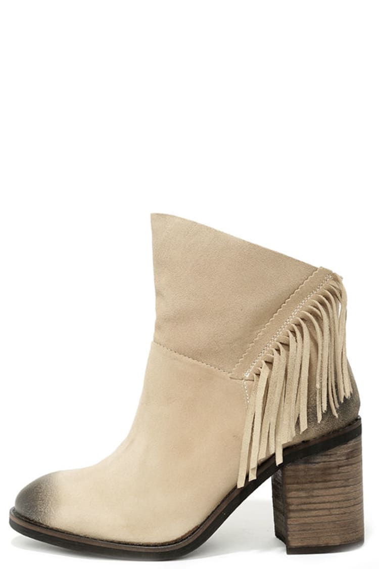Cute Beige Booties - Fringe Boots - Ankle Boots - $139.00 - Lulus