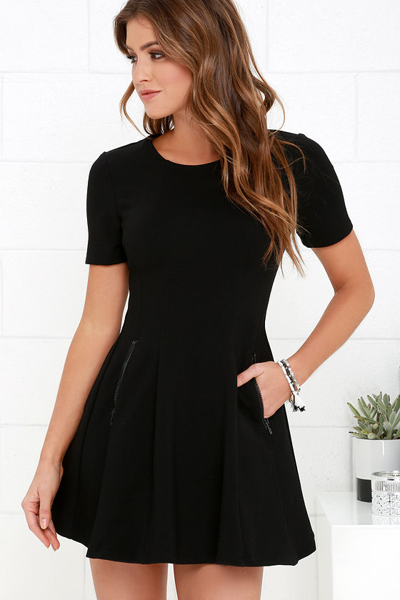 black short dress with sleeves
