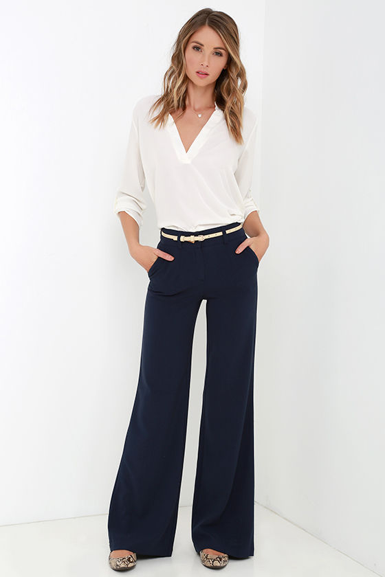 women's navy blue trousers