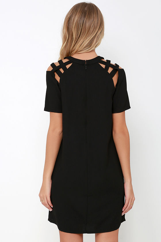 Black Dress - Shift Dress - Short Sleeve Dress - $42.00