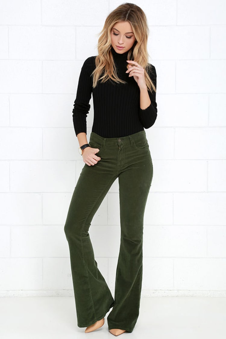 Corduroy Pants - Flare Pants - Olive Green Pants - $78.00 - Lulus