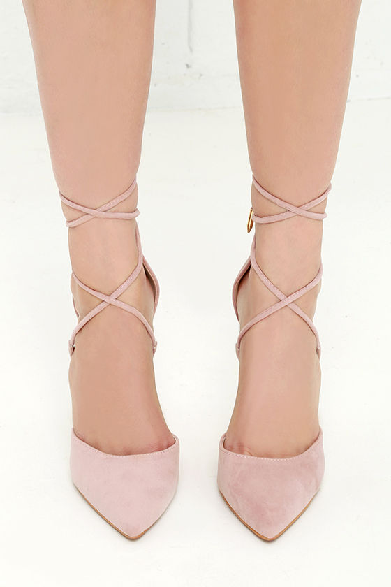 Cute Dusty Rose Heels - Lace-Up Heels 