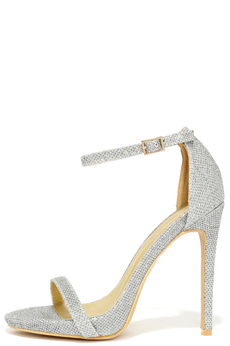 Pretty Silver Heels - Ankle Strap Heels - Dress Sandals - $43.00 - Lulus
