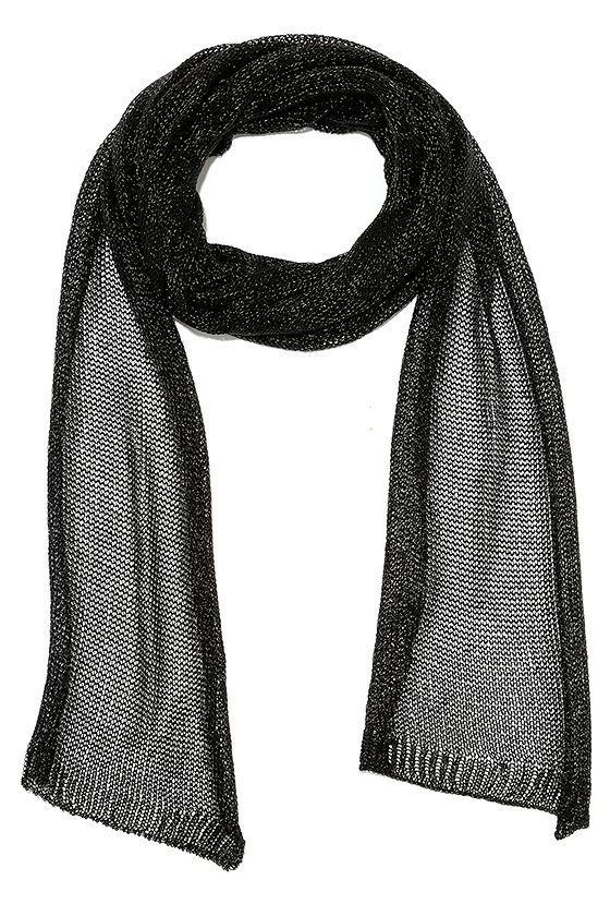 Black Scarf - Skinny Scarf - Knit Scarf - $19.00